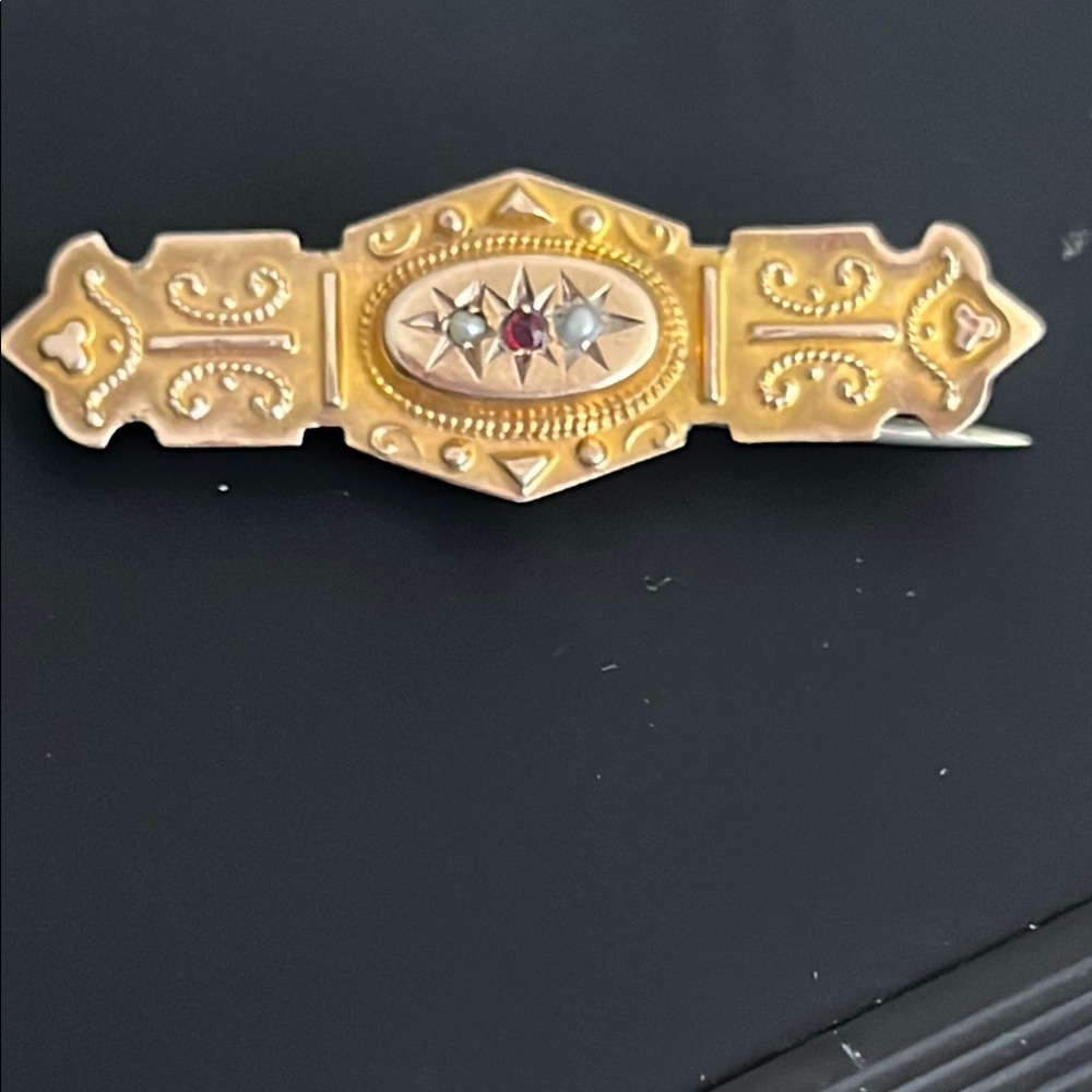 Gold and Silver Brooch with Gemstones